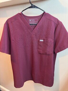 Men's FIGS Burgundy Leon Scrub Top